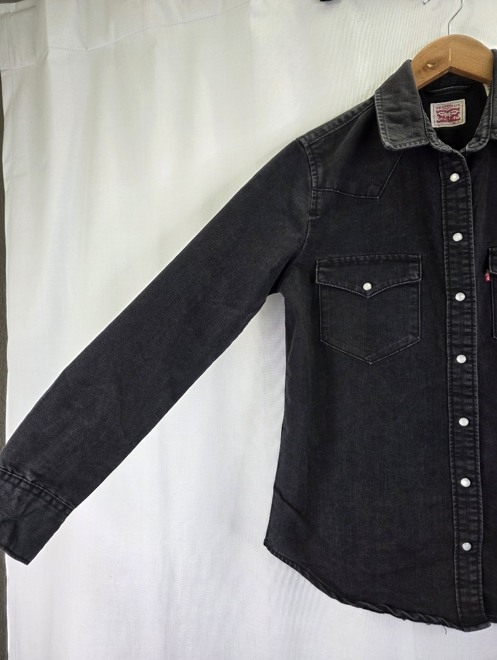 Levi’s Womens Pearl Snap Denim Western Shirt Long Sleeve Standard Fit Size Small - Picture 5 of 12